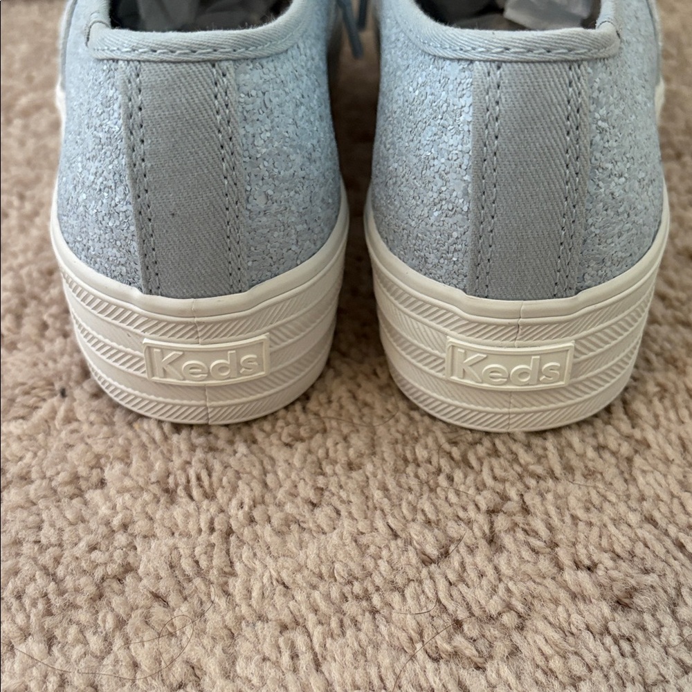 Keds Sky Blue Glitter Lace-Up Platform Sneakers - Picture 5 of 6